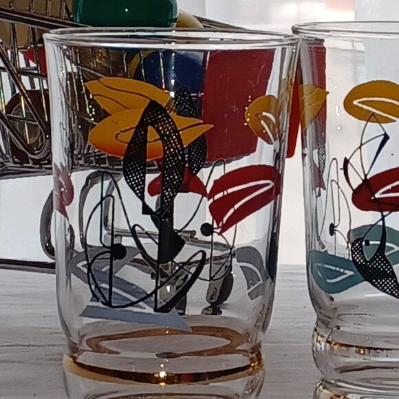 Vintage, Retro, 50s French style, small Glasses duo,  Abstract Atomic pattern - Picture 11 of 16